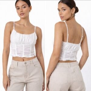 Princess Polly White Ruched Corset Crop Top Size 4